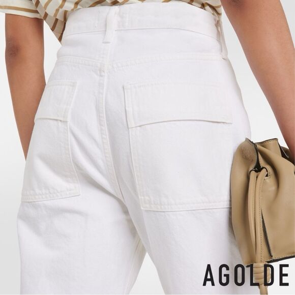 AGOLDE **NWT** Cooper High-Rise Denim Cargo Pants in Milkshake White - Picture 5 of 13